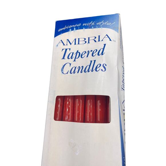 Ambria Other - vintage Lot of 12 Ambria Tapered red candles made in Hong Kong NEW In packaging
